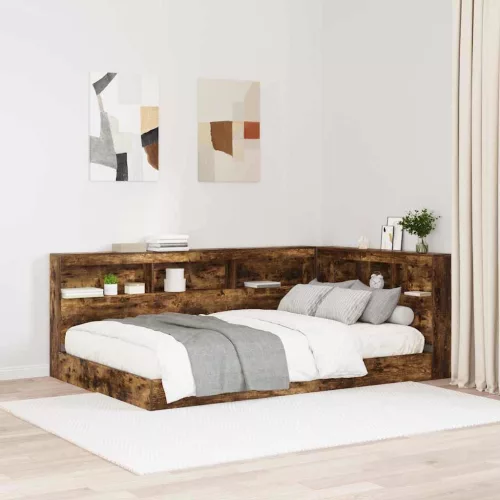vidaXL Tároló fejtámla polcokkal Füstölt tölgy 120 cm Faanyag