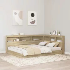   vidaXL Tároló fejtámla polcokkal tárolóval sonoma tölgy 150 cm Faanyag