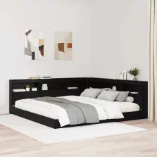   vidaXL Tároló fejtámla polcokkal tárolóval Musta tammi 180 cm Faanyag