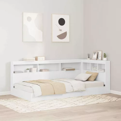 vidaXL Tároló fejtámla polcokkal fejtámlával Fehér 90 cm Faanyag