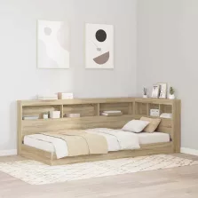   vidaXL Tároló fejtámla polcokkal tárolóval Sonoma tölgy 90 cm Faanyag