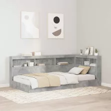   vidaXL Tároló fejtámla polcokkal tárolóval Beton szürke 90 cm Faanyag