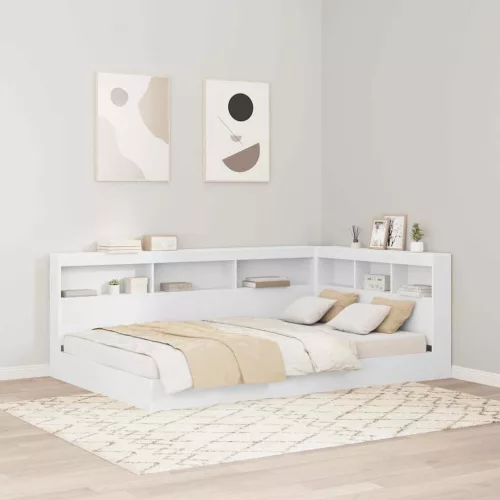 vidaXL Tároló fejtámla polcokkal fejtámlával Fehér 120 cm Faanyag