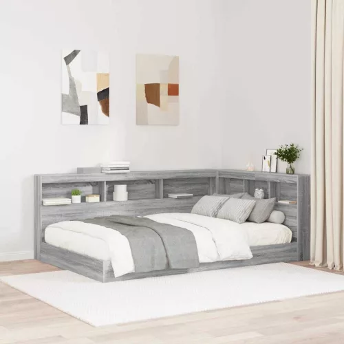 vidaXL Tároló fejtámla polcokkal Szürke sonoma 120 cm Faanyag