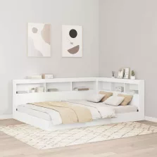   vidaXL Tároló fejtámla polcokkal fejtámlával Fehér 140 cm Faanyag