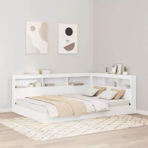 vidaXL Tároló fejtámla polcokkal fejtámlával Fehér 140 cm Faanyag
