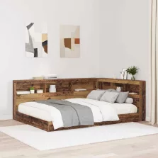   vidaXL Tároló fejtámla polcokkal fejtámlával Régi fa 140 cm Faanyag