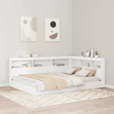   vidaXL Könyvespolcos Ágy fejtámlával Fehér 140 x 200 cm Faanyag