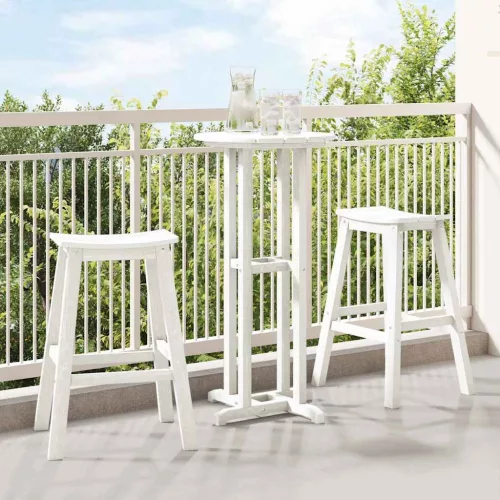 vidaXL Kerti bár szett 3 pcs Fehér HDPE