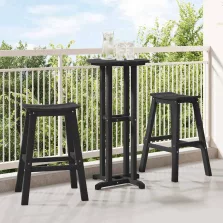vidaXL Kerti bár szett 3 pcs Fekete HDPE