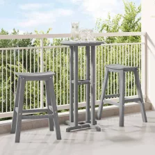 vidaXL Kerti bár szett 3 pcs Világosszürke HDPE