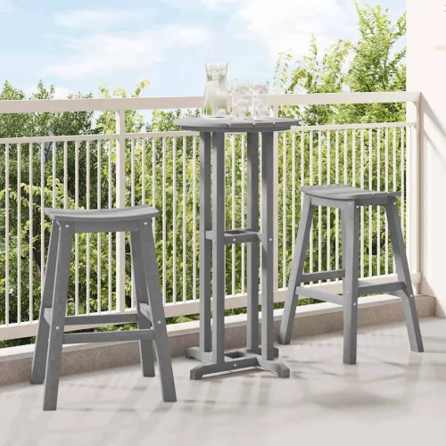 vidaXL Kerti bár szett 3 pcs Világosszürke HDPE