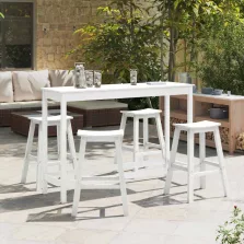 vidaXL Kerti bár szett 4 pcs Fehér HDPE