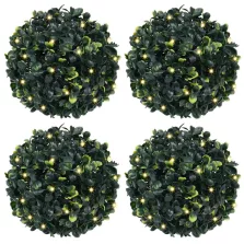   vidaXL 4 db zöld mesterséges boxwood gömbök LED fényekkel 12 cm