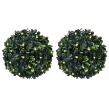   vidaXL 2 db zöld mesterséges boxwood gömbök LED fényekkel 22 cm