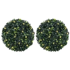   vidaXL 2 db zöld mesterséges boxwood gömbök LED fényekkel 45 cm