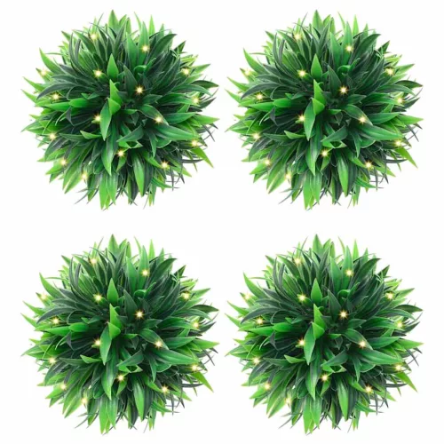 vidaXL 4 db zöld mesterséges boxwood gömbök LED fényekkel 15 cm