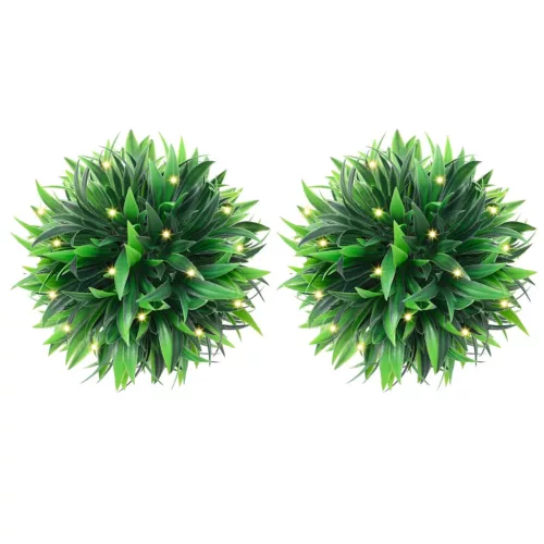 vidaXL 2 db zöld mesterséges boxwood gömbök LED fényekkel 20 cm