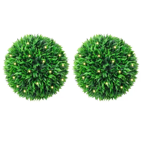vidaXL 2 db zöld mesterséges boxwood gömbök LED fényekkel 38 cm