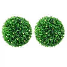   vidaXL 2 db zöld mesterséges boxwood gömbök LED fényekkel 47 cm
