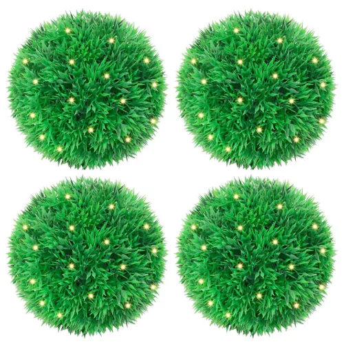 vidaXL 4 db zöld mesterséges boxwood gömbök LED fényekkel 12 cm