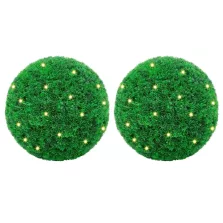   vidaXL 2 db zöld mesterséges boxwood gömbök LED fényekkel 27 cm