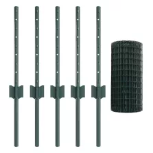 vidaXL Euro Kerítés 5 U Oszloppal Zöld 0.4x10 m Acél