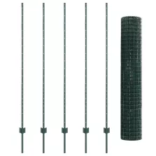 vidaXL Euro Kerítés 5 U Ostorral Zöld 1.6x10 m Acél