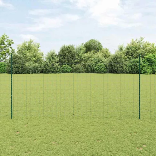 vidaXL Kerítés oszlopokkal Zöld 1.6 x 10 m Acél
