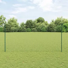 vidaXL Kerítés oszlopokkal Zöld 1.5 x 10 m Acél