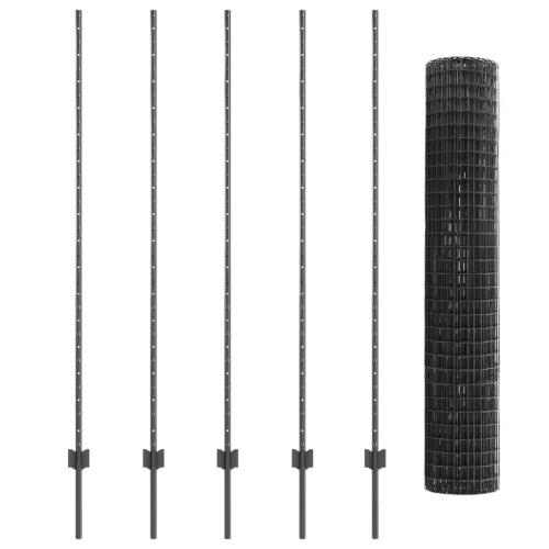 vidaXL Euro Kerítés 10 U Oszloppal Szürke 1.5 x 10 m Acél