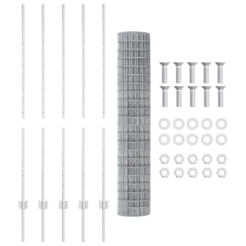 vidaXL Euro Kerítés 10 U Oszloppal Ezüst 1,4x10 m Acél