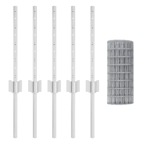 vidaXL Euro Kerítés 5 U Oszloppal Ezüst 0,4x10 m Acél