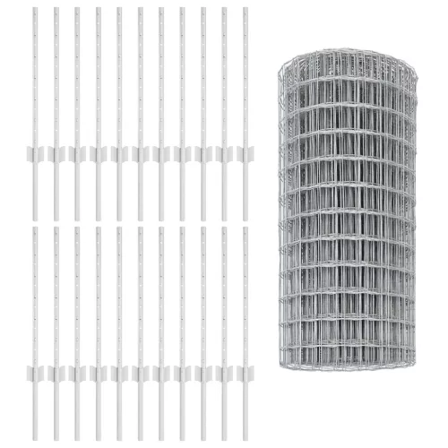 vidaXL Euro Kerítés 11 U Posta Ezüst 0.6x50 m Acél