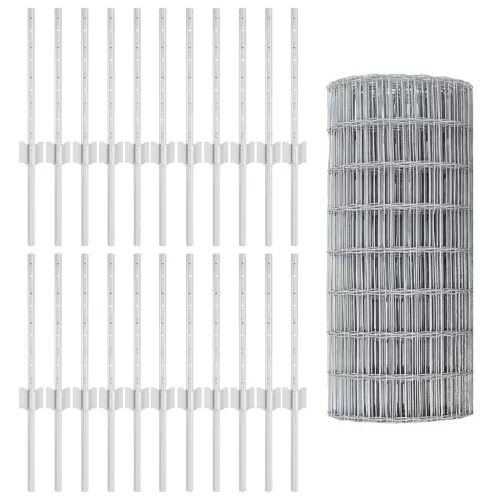 vidaXL Euro Kerítés 22 U Poszttal Ezüst 0,4x50 m Acél