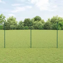 vidaXL Kerítés oszlopokkal Zöld 1,5 x 25 m Acél
