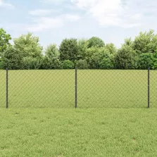   vidaXL Kerítés oszlopokkal Szürke 0,6 x 10 m Acél és PVC
