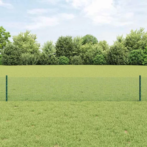 vidaXL Kerítés oszlopokkal Zöld 0,4 x 10 m Acél és PVC