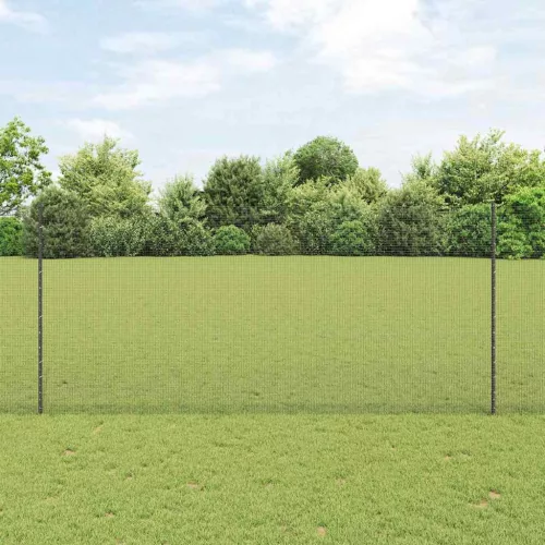 vidaXL Kerítés oszlopokkal Szürke 1,4 x 25 m Acél és PVC