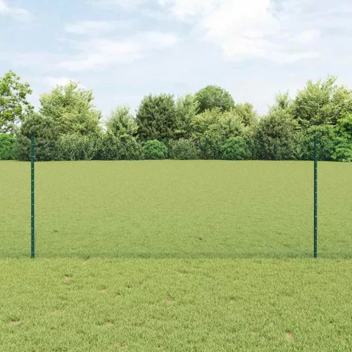 vidaXL Kerítés oszlopokkal Zöld 1 x 100 m Acél és PVC