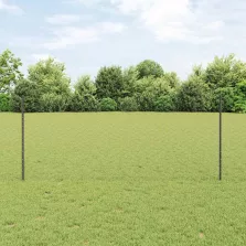 vidaXL Kerítés oszlopokkal Szürke 1 x 10 m Acél és PVC