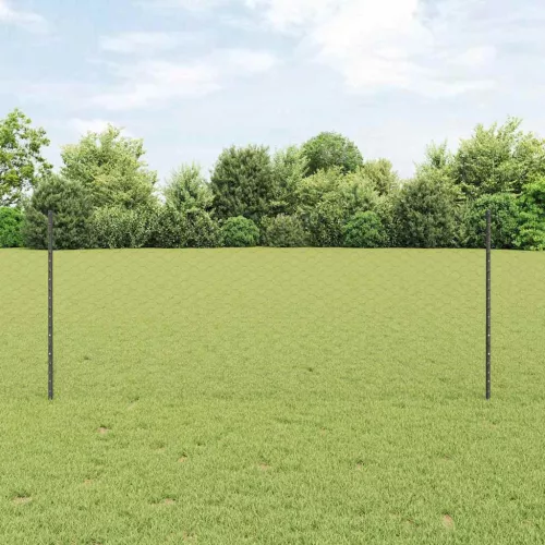 vidaXL Kerítés oszlopokkal Szürke 1 x 10 m Acél és PVC
