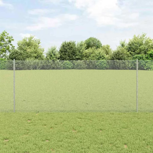 vidaXL Kerítés oszlopokkal Ezüst 1 x 25 m Acél