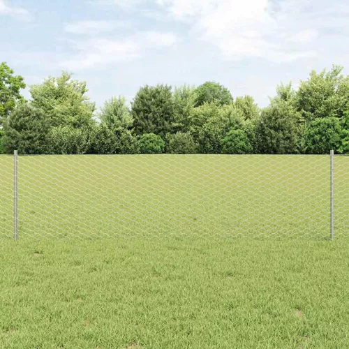 vidaXL Kerítés oszlopokkal Ezüst 0,6 x 50 m Acél