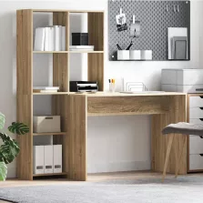   vidaXL Asztal polcokkal sonoma tölgy 138.5 x 55 x 143 cm Faanyag