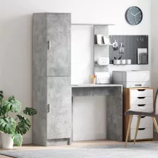   vidaXL Tárolóval rendelkező íróasztal polcokkal 2 pcs Beton Szürke