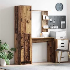   vidaXL Tárolóval rendelkező íróasztal polcokkal ajtóval 2 pcs Öreg fa