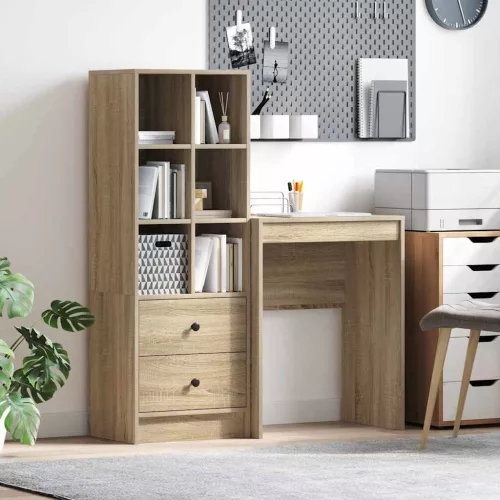 vidaXL Tárolóval rendelkező íróasztal fiókkal 2 pcs Sonoma tölgy