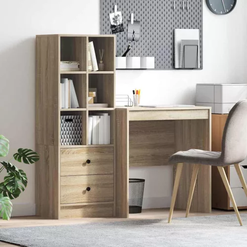 vidaXL Tárolóval rendelkező íróasztal fiókkal 2 pcs Sonoma tölgy
