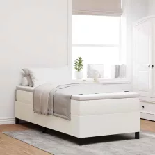   vidaXL Boxrugós ágy Krém és fehér 90 x 200 cm Bársonyos szövet